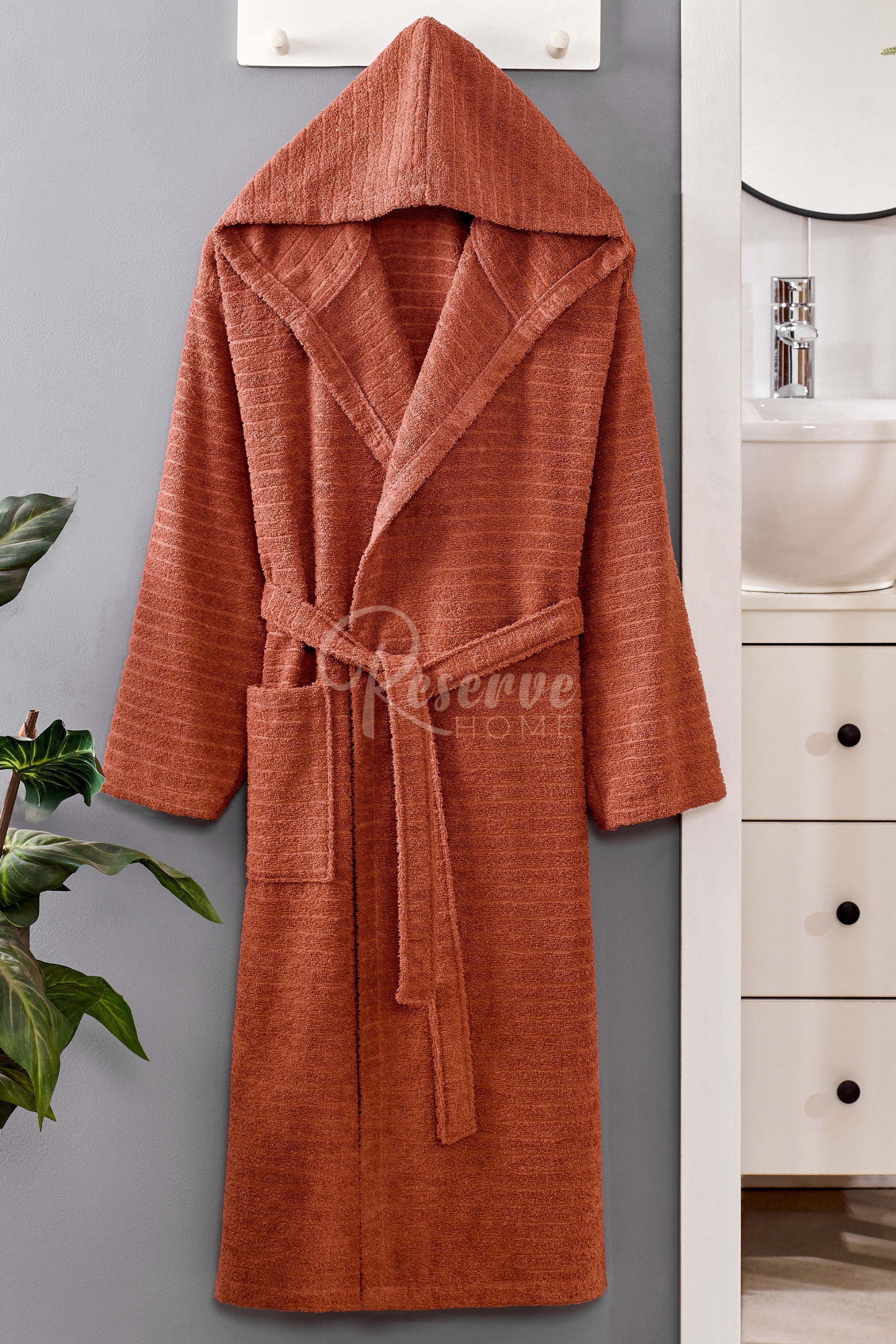 Berry - Kapşonlu Kiremit Bornoz