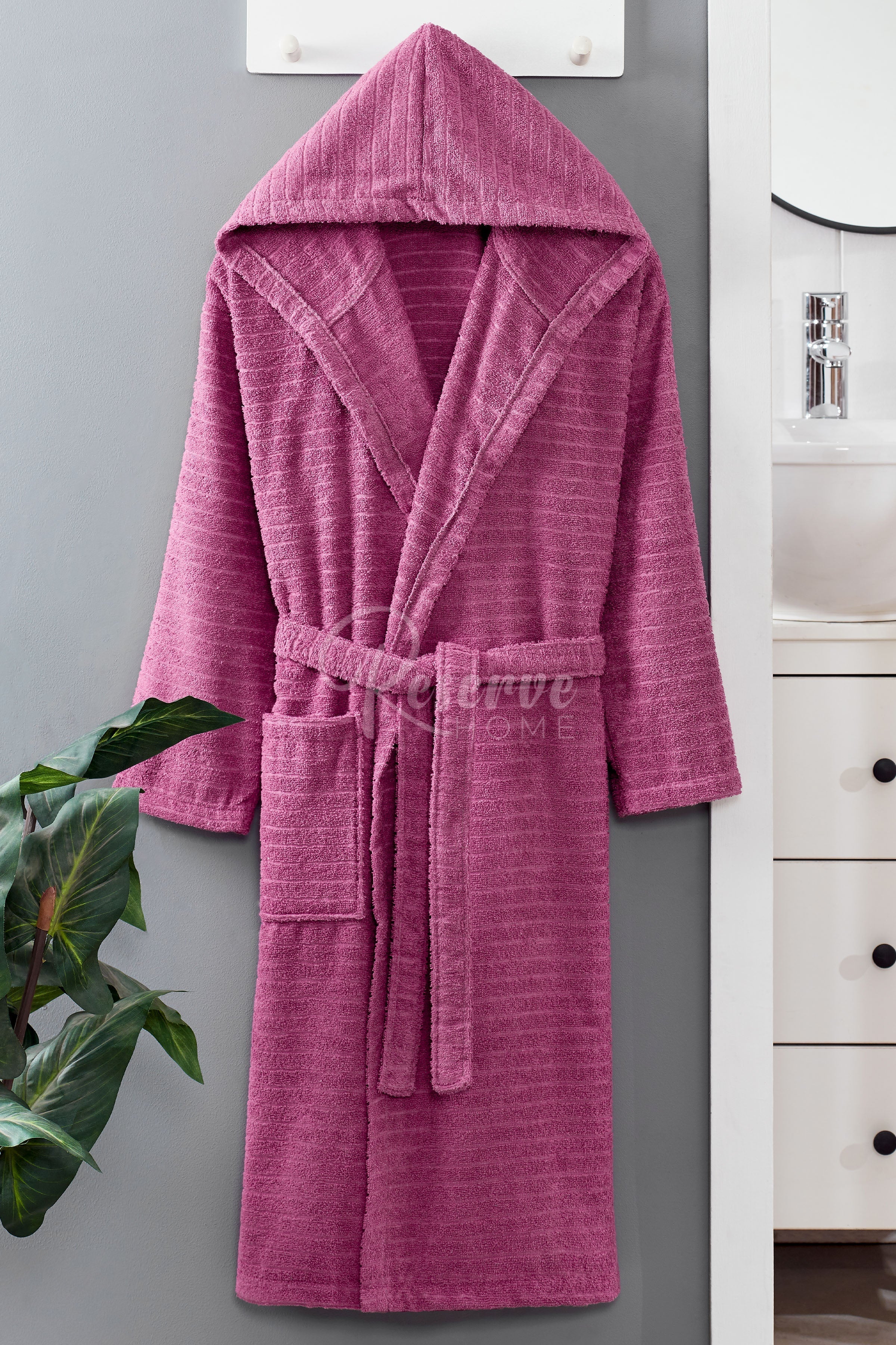 Berry - Kapşonlu Mürdüm Bornoz