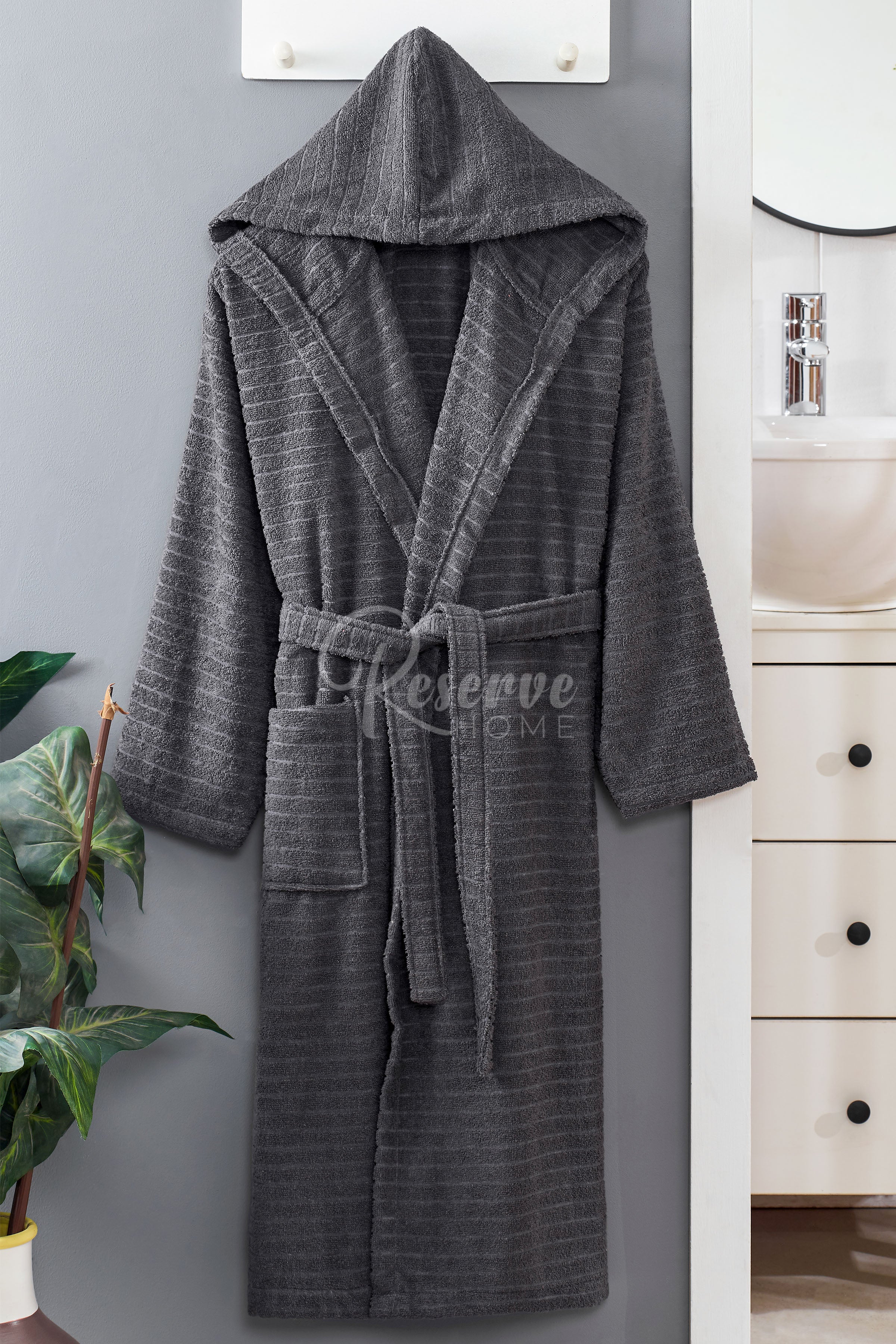 Berry - Kapşonlu Antrasit Bornoz