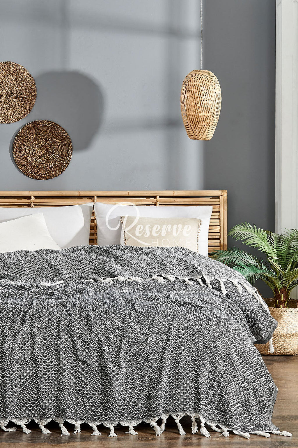 Carla - Deniz Çift Kişilik Antrasit Pike