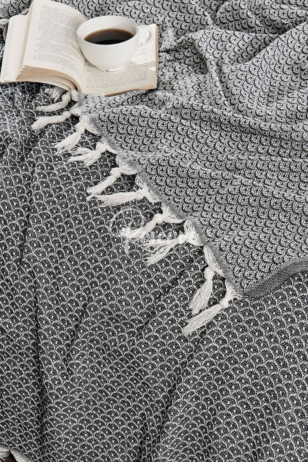 Carla - Deniz Çift Kişilik Antrasit Pike