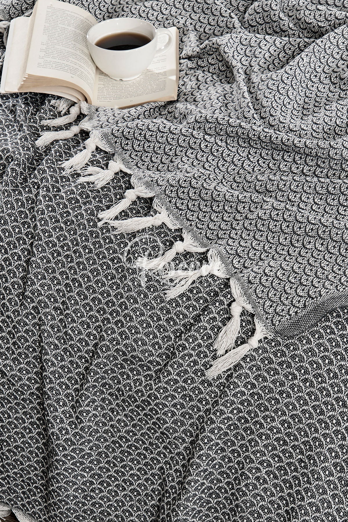 Carla - Deniz Çift Kişilik Antrasit Pike