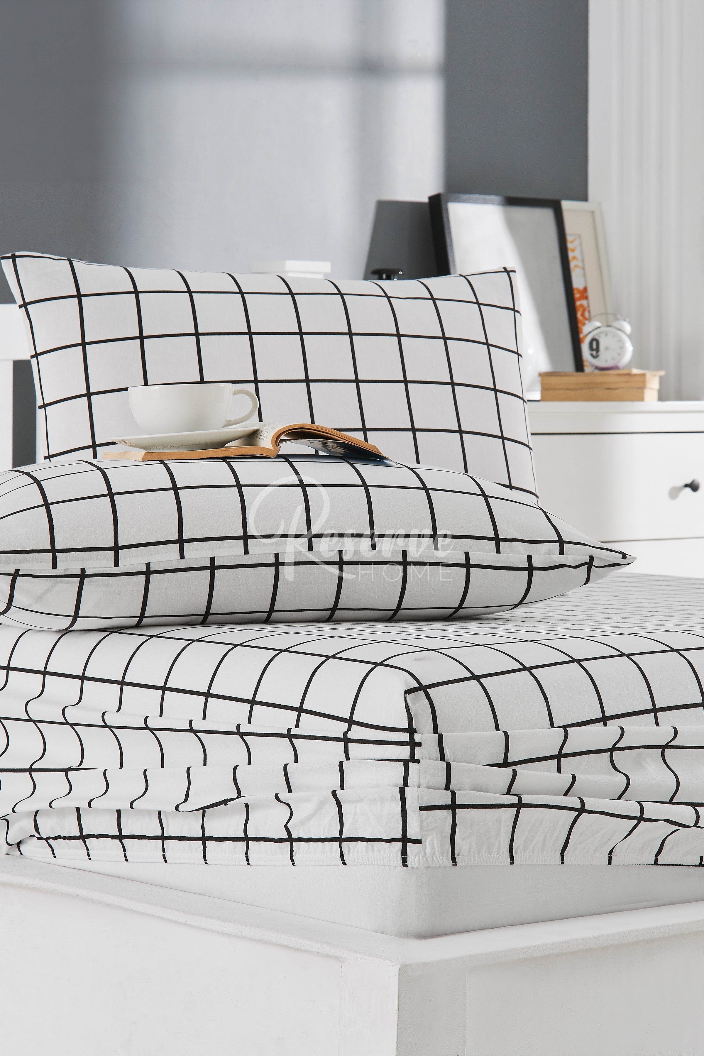 Calve - 2'li Beyaz Kare Yastık Kılıfı