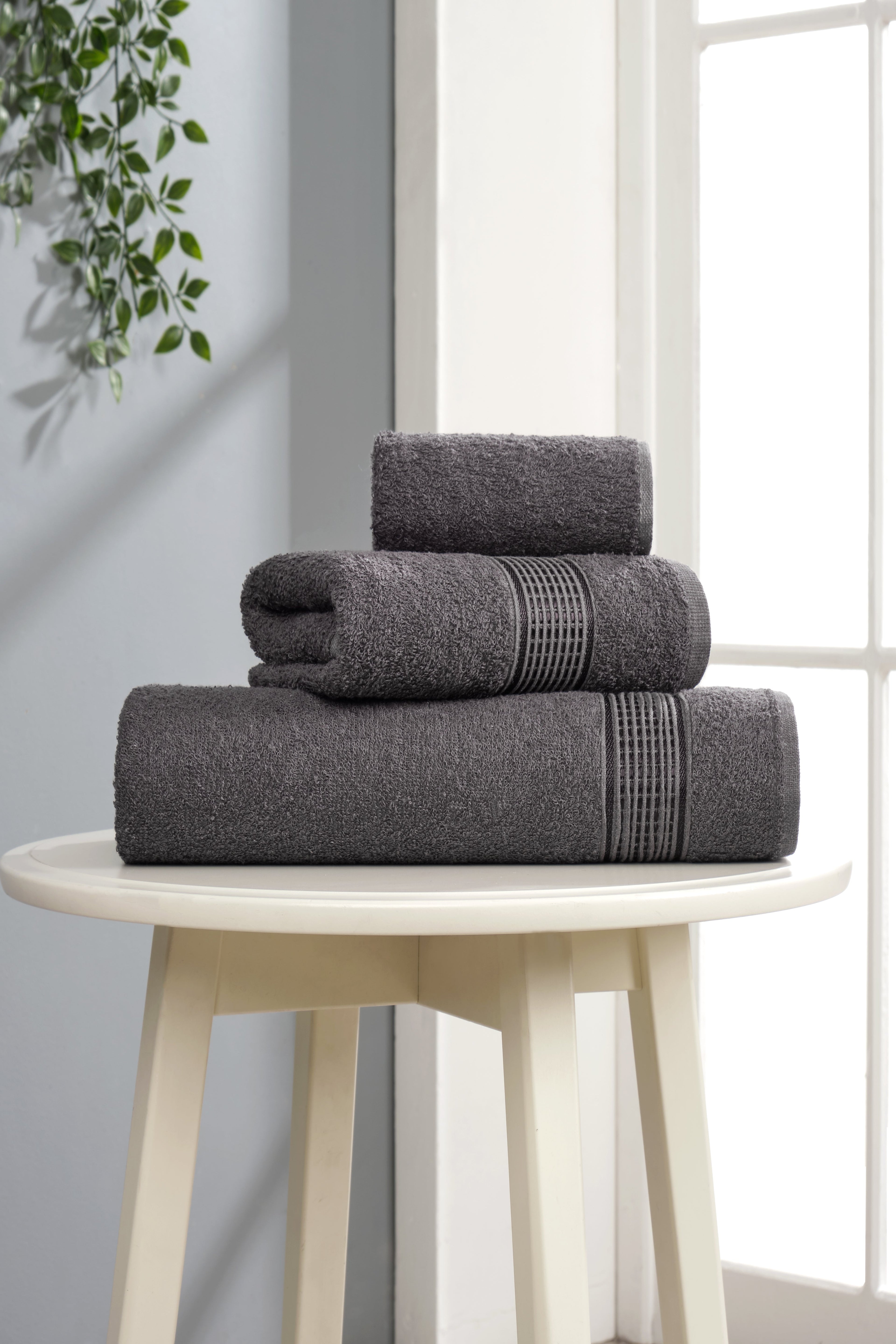 Colin -Ezgi 3'lü Antrasit Banyo Havlu Seti