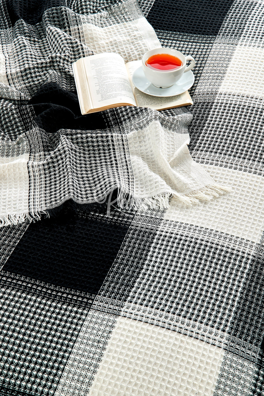 Carre -Ekose Çift Kişilik Siyah Pike