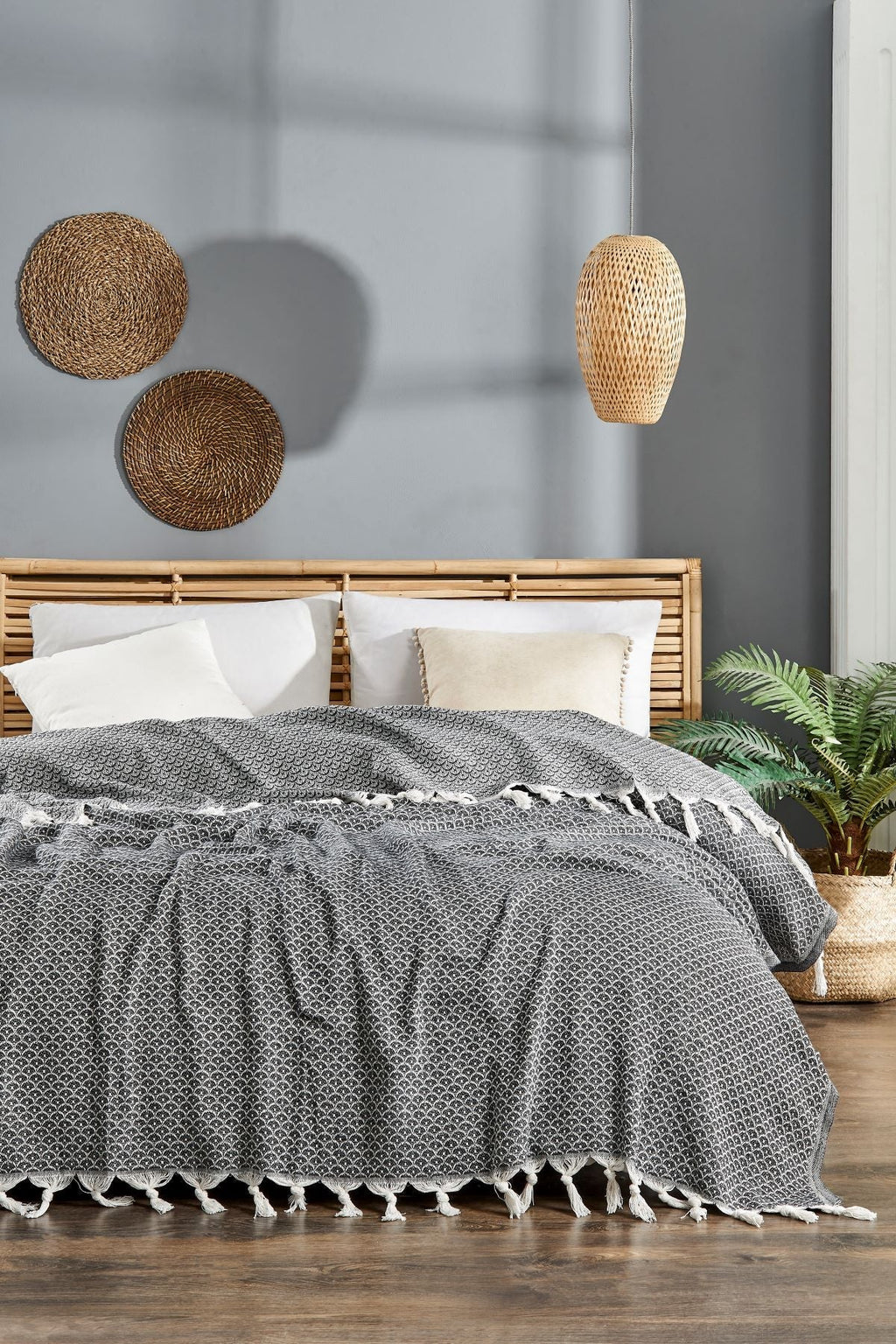 Pino -Deniz Çift Kişilik Antrasit Pike