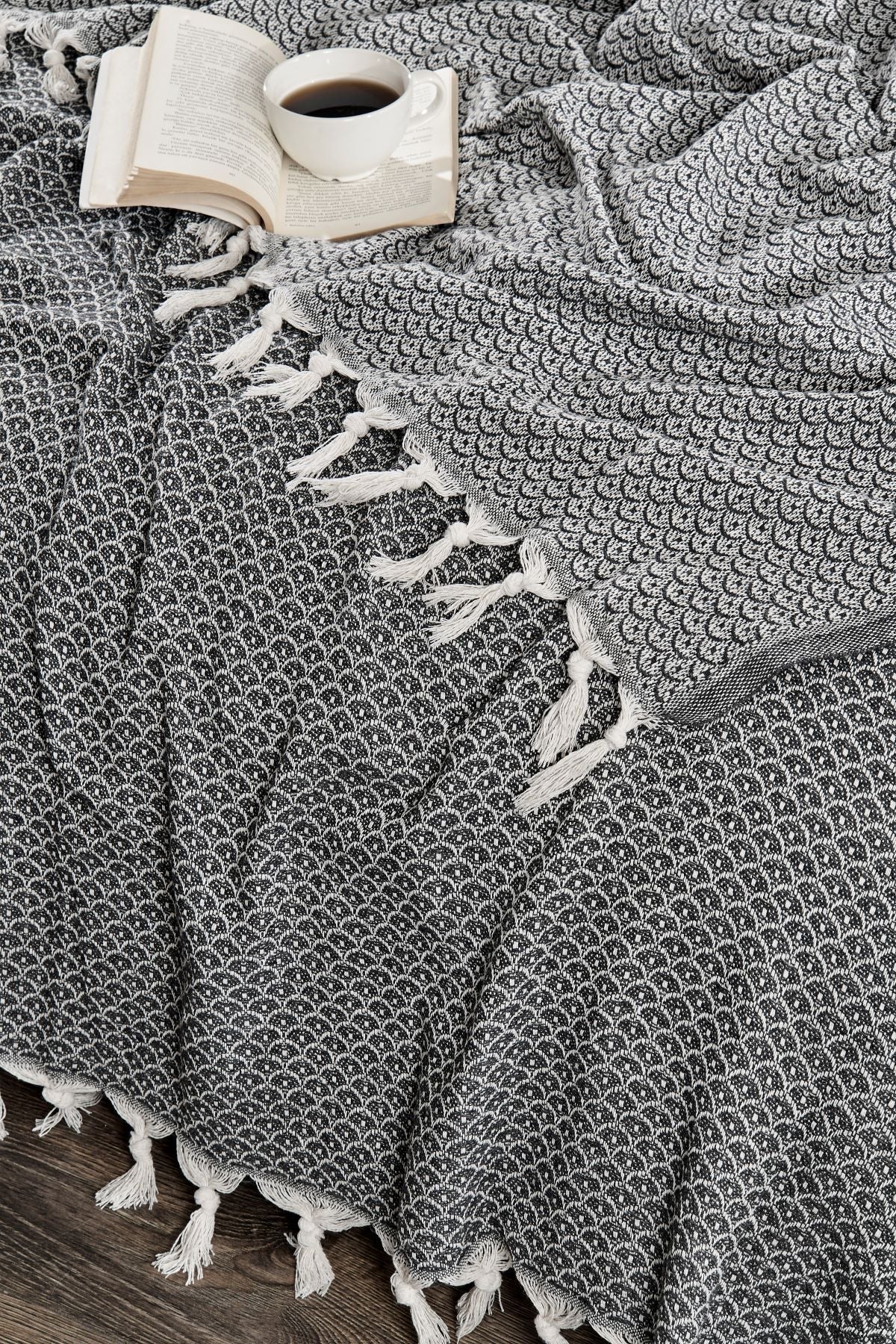 Pino -Deniz Çift Kişilik Antrasit Pike