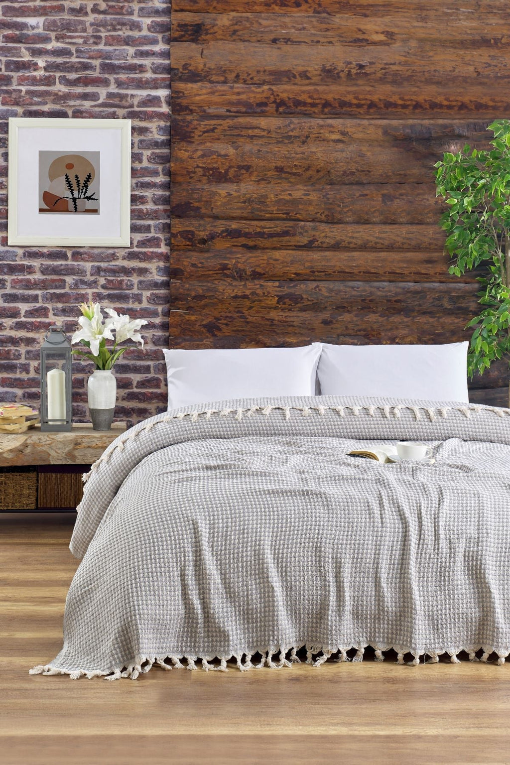 Martel - Piramit Çift Kişilik Açık Gri Pike