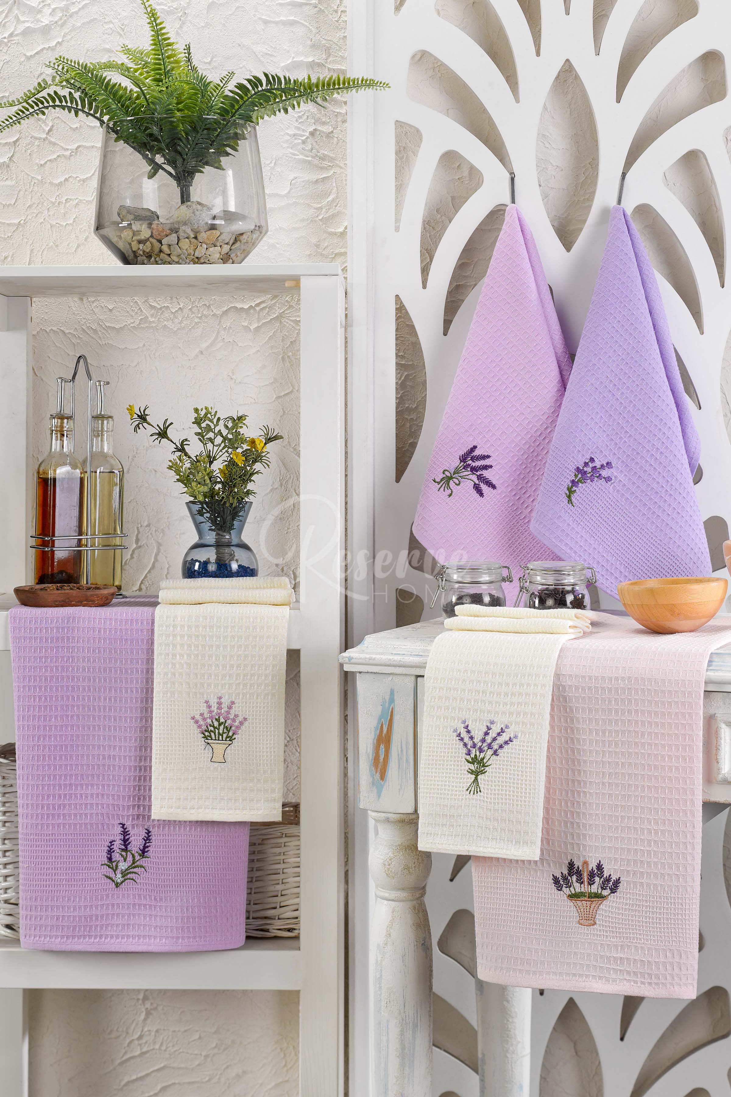 Laura - 6'lı Mutfak Kurulama Bezi Lavanta Seti